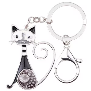 Bunte Katzen-Schlüsselanhänger aus Metall und Emaille
