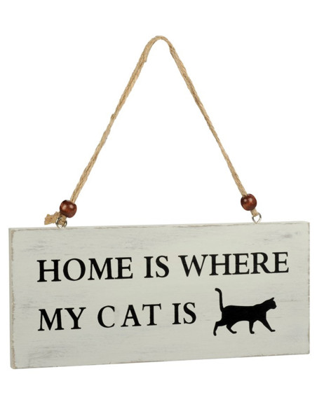 Holzschild Katze - HOME IS WHERE MY CAT IS