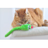 Katzenspielzeug kurze grüne Plüschschlange mit roter Zunge und großen Augen