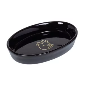 Schwarze Keramikschale oval "Golden Cat"