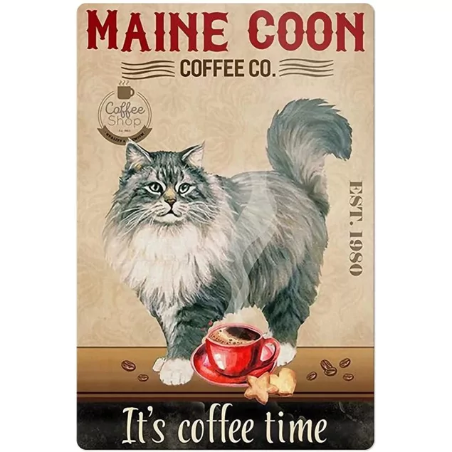 Blechschild Maine Coon Coffee & Co 20 x 30 cm