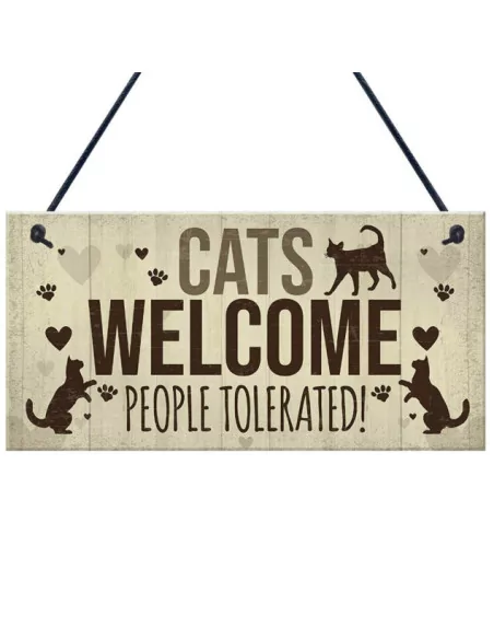 Holzschild CATS WELCOME 20 x 10 cm