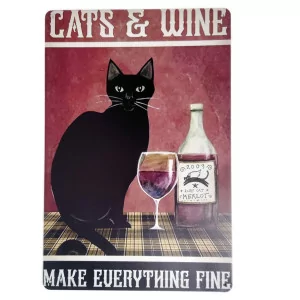 Blechschild CATS & WINE MAKE EVERYTHINK FINE