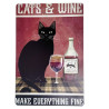 Dekoschild Cats and wine make everythink fine