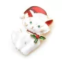 Brosche - weiße Katze mit roter Mütze