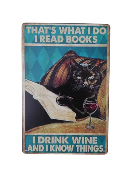 Blechschild schwarze Katze THAT'S WHAT I DO, I READ BOOKS