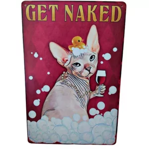 Blechschild Katze - Get Naked