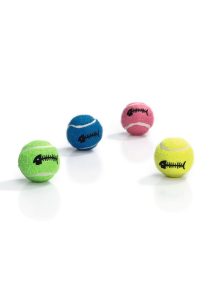 Kleine Tennisbälle in blau, grün, rosa und gelb