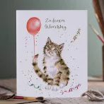 "Zu deinem Geburtstag" - Wrendale Designs Geburtstagskarte Katze - Detailansicht