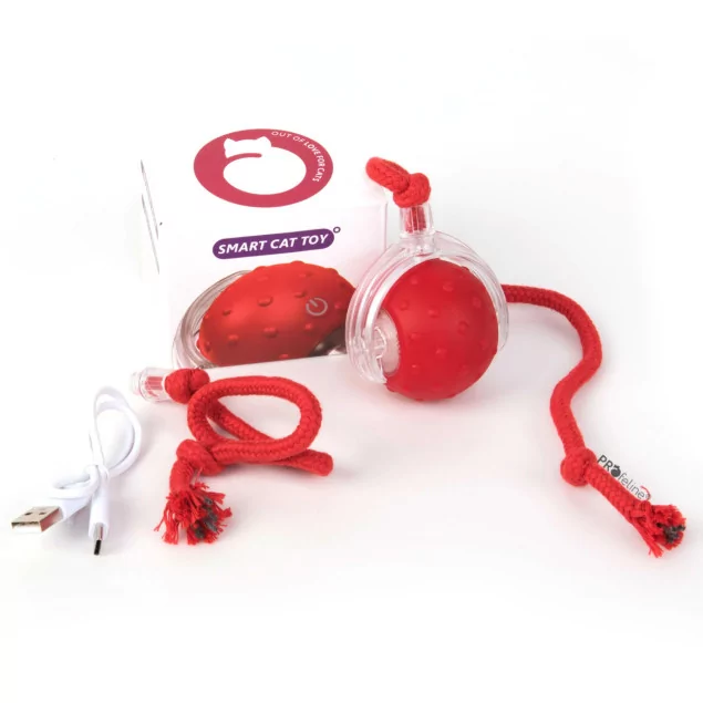 Elektrischer Spielball Rod mit roter Kordel und Verpackung von Profeline