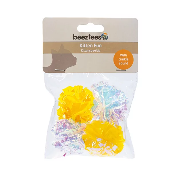 Beeztees Kitten Knister Bälle: 4 Stück Pack, Spielspaß pur für Katzen!