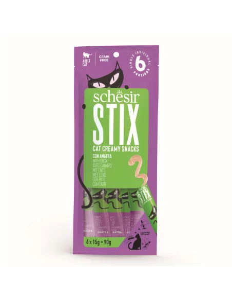 Schesir Cat Stix Creamy Snacks mit Ente 6x15g