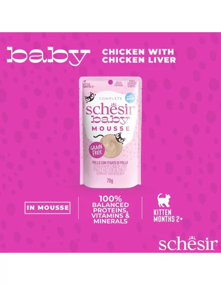 Schesir Mousse Huhn & Hühnerleber - Exquisite Babynahrung für Kätzchen