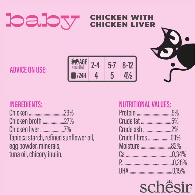 Schesir Mousse Huhn & Hühnerleber - Exquisite Babynahrung für Kätzchen