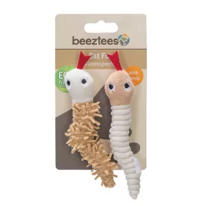 weiß-beige Plüschschlange mit roter Zunge.