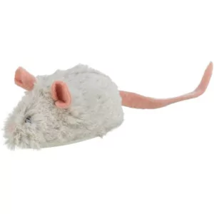 Graue elektrische Plüsch-Maus mit Knopfaugen und Rosa Schwanz 2