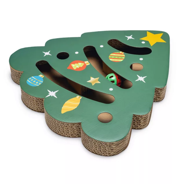 Beeztees Weihnachts Kratzspielzeug – Katzenbaum aus Pappe mit Catnip