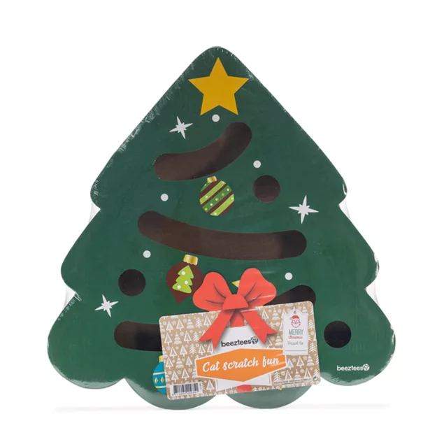 Beeztees Weihnachts Kratzspielzeug – Katzenbaum aus Pappe mit Catnip